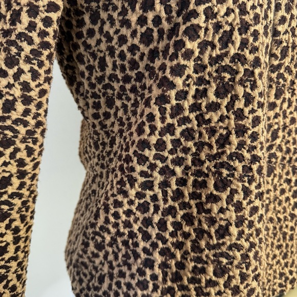 Leopard Print Cardigan with Black Collar - Picture 3 of 9